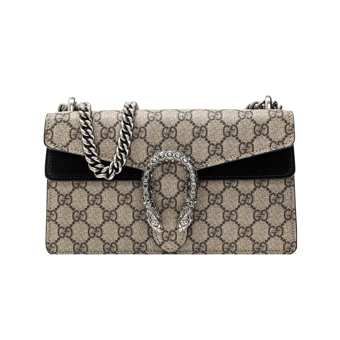 Gucci Women's Tiger Drill Buckle Double G Old Flower Full Print Canvas Patchwork Leather Flap Shoulder Crossbody Bag Bags #72312