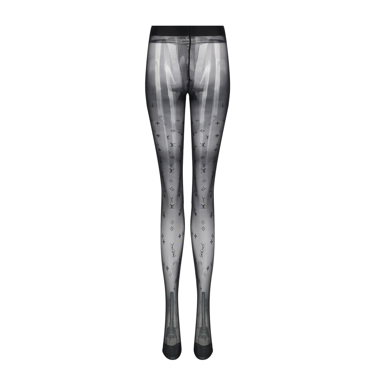 Louis Vuitton Women's Logo Jacquard Flocking Fabric Black Stocking Socks #99572