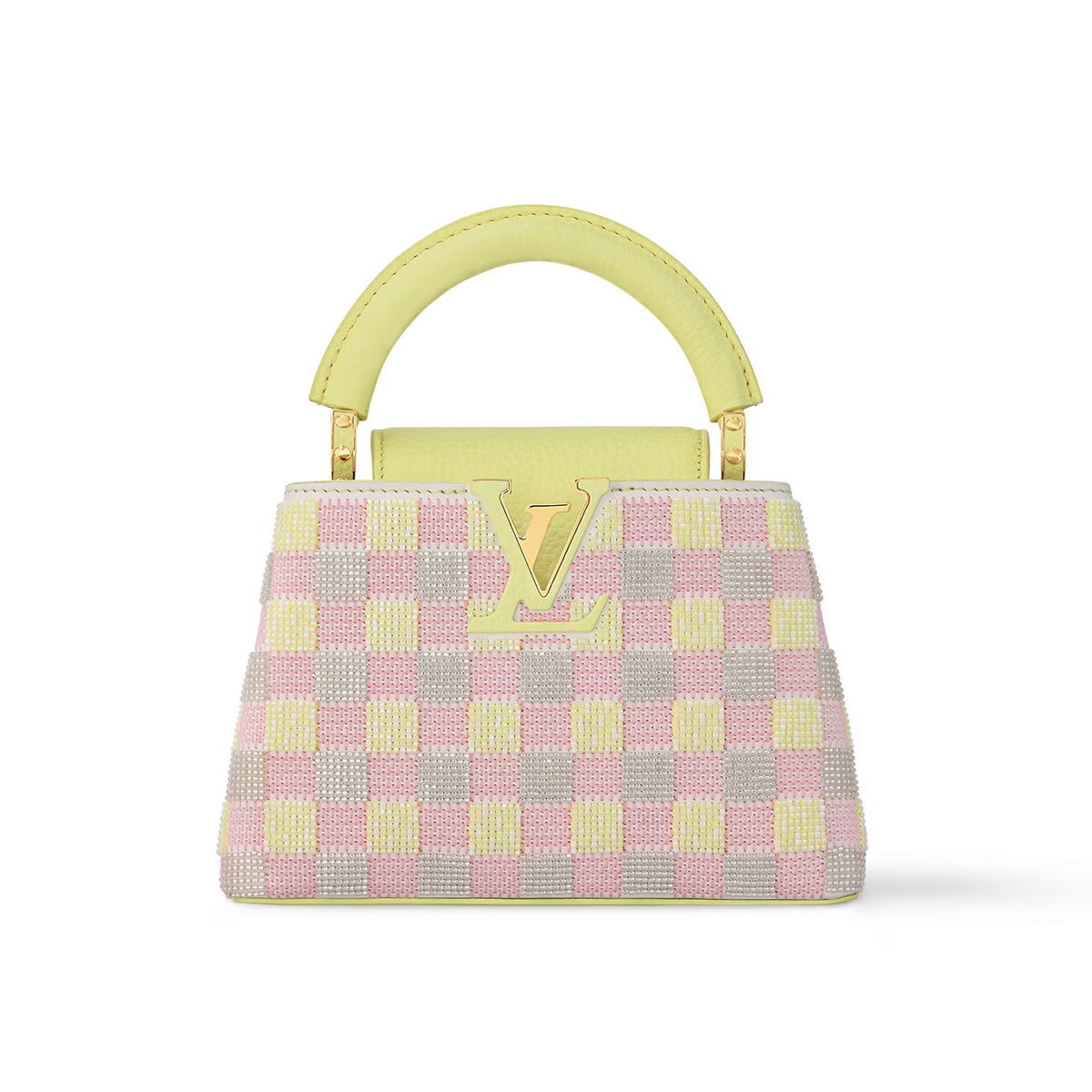 Louis Vuitton Capucines Women's Adjustable Removable Shoulder Strap Calfskin Leather Yellow Puzzle Pink Shoulder Crossbody Handbag Bag Bags #73542