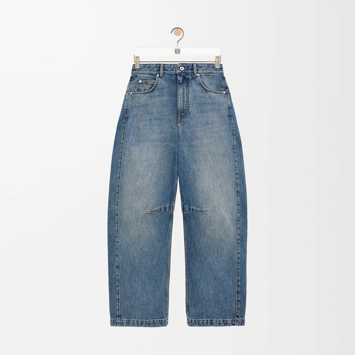 Loewe Women's Spring and Autumn Logo Print Pocket Zipper Loose Solid Color Jeans Pants #75774