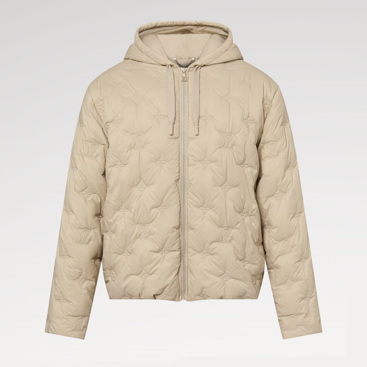Louis Vuitton MONOGRAM Quilted Hooded Belted Jacket Women's And Men's Autumn and Winter Embroidered Letter Printed Solid Color Hooded Zipper Long Sleeve Cotton Jacket #76429