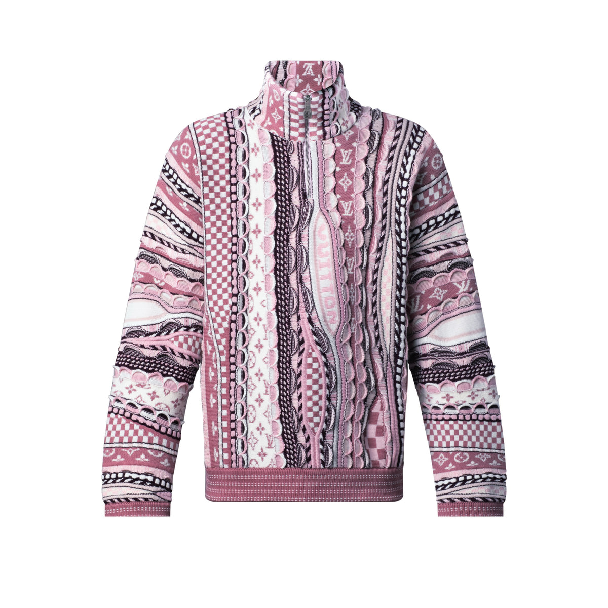 Louis Vuitton Men's Spring/fall Fashion Casual Jacquard Pattern Half zip High neck Pullover Sweatshirt #78482