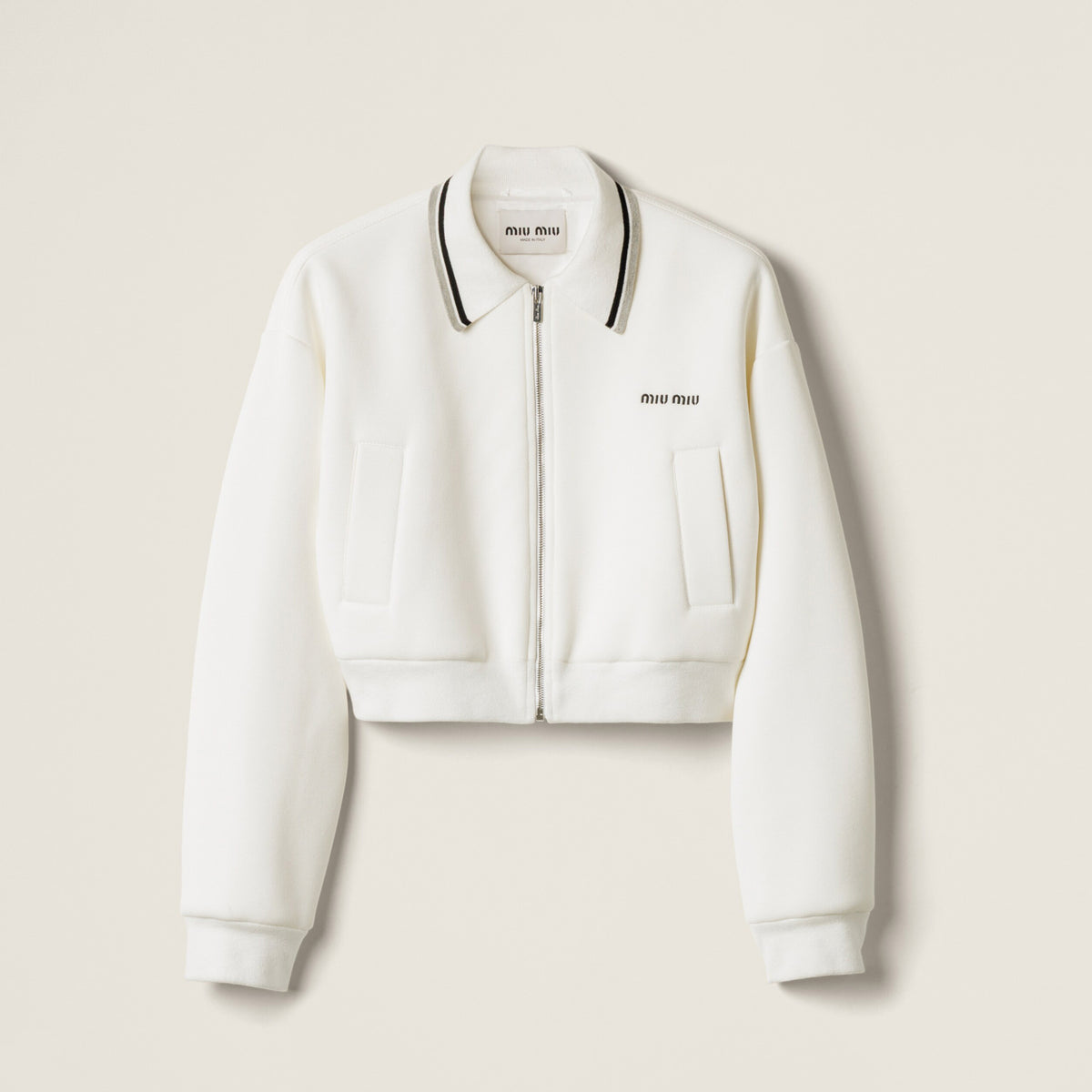 MiuMiu Women's Spring/Summer Casual Collared Zipper Color Block Logo Embroidered Sports Jacket #78216