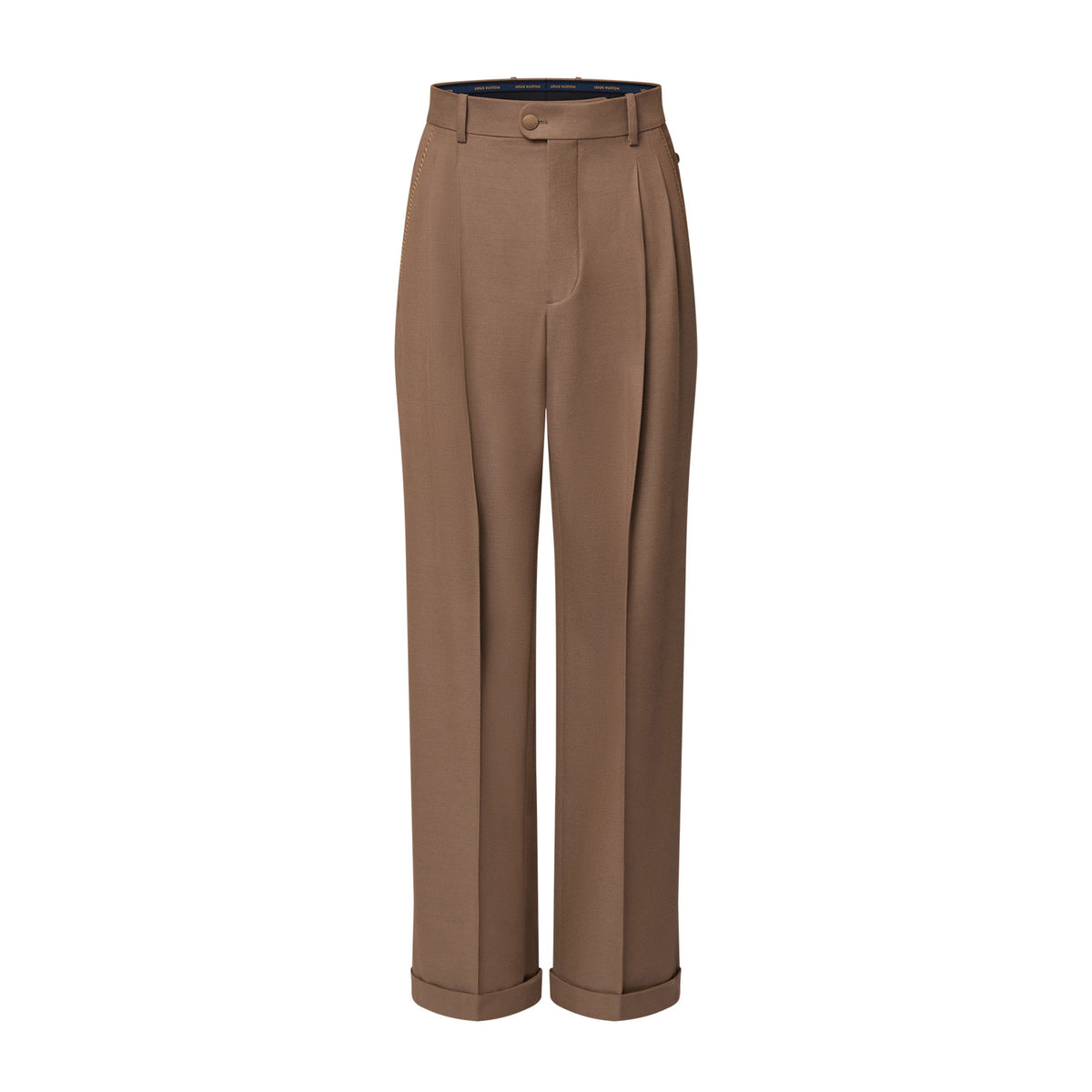 Louis Vuitton Men's Spring & Autumn Solid Color Button Mid Waist Straight Leg Casual Pants #303353