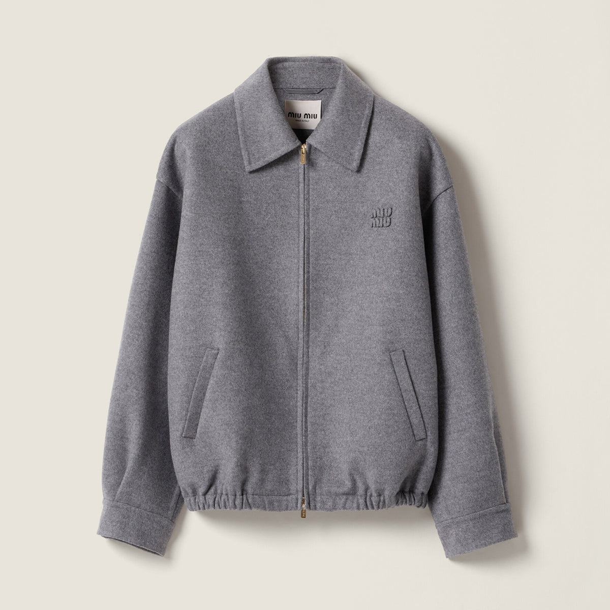 MiuMiu Women's Embroidered Solid-Color Collared Zipper Spring/Fall/Winter Double-Layer Pure Wool Blend Jacket #81748