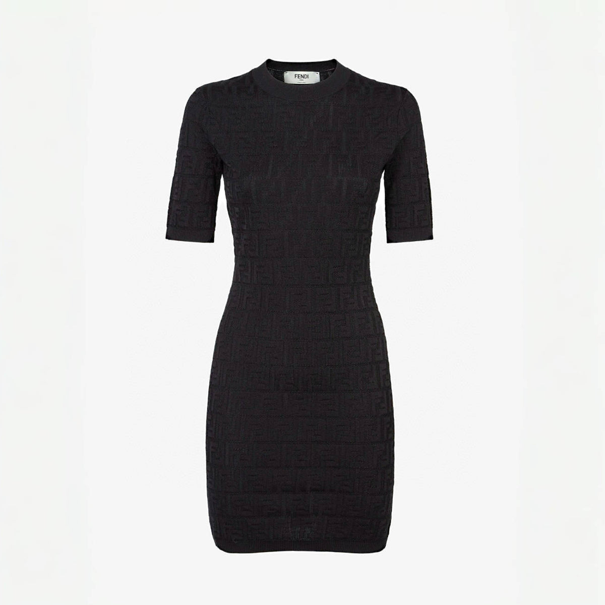 Fendi Women's Summer Solid Color Letter Print Cotton Round Neck Short Sleeve Dress #77894