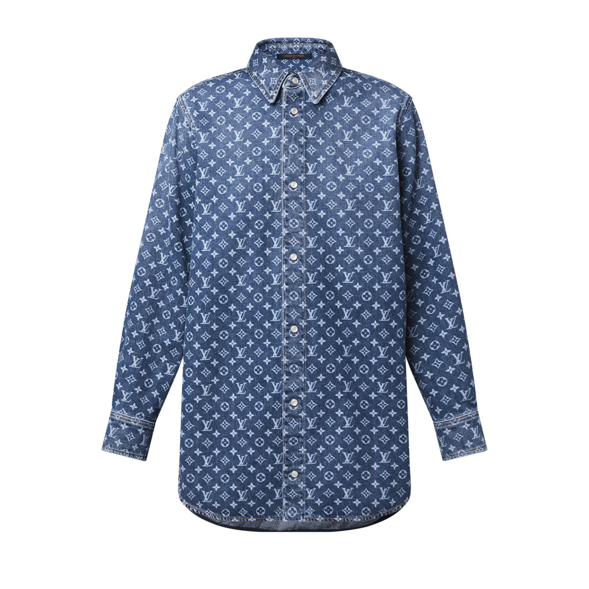 Louis Vuitton Men's And Women's Spring/Summer Fashion Casual Denim Washed Vintage Loose Print Shirt #78311