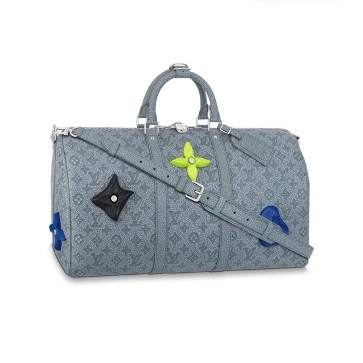Louis Vuitton KEEPALL 50 Travel Bag Gray All Leather Climbing Travel Bag Monogram Flower Cowhide Crossbody Bags #71427
