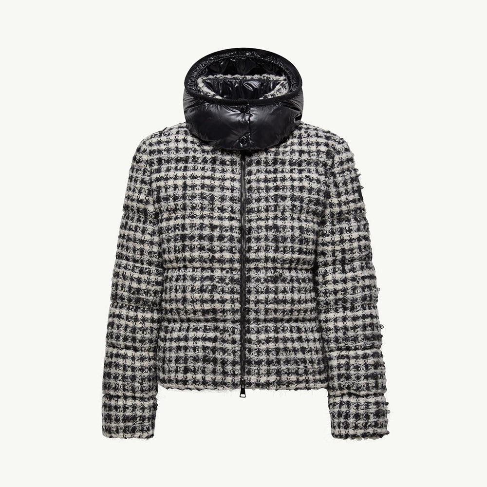 Moncler Andronne Tweed Hooded Short Down Jacket #336204