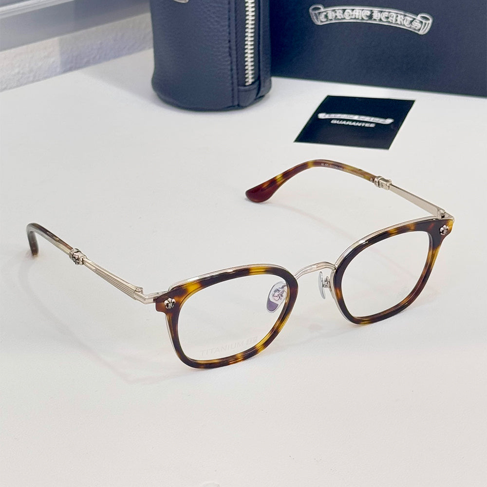 Chrome Heart Women's and Men's STRAPADICTOME Scout Flower Metal Square Optical Frame #333534