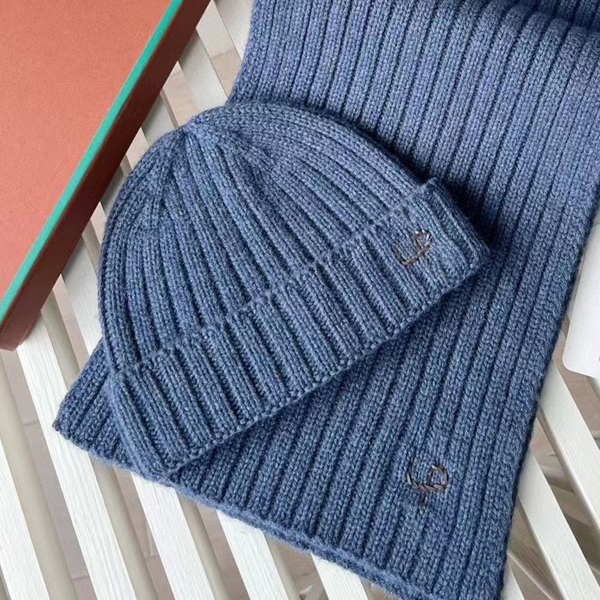 Loro Piana Cashmere Knit Hat Scarf Set #6664