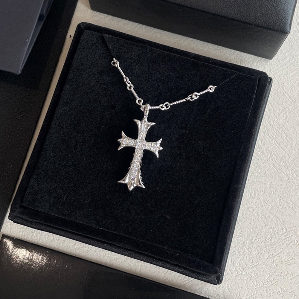Chrome Hearts Diamond Cross Necklace #382155