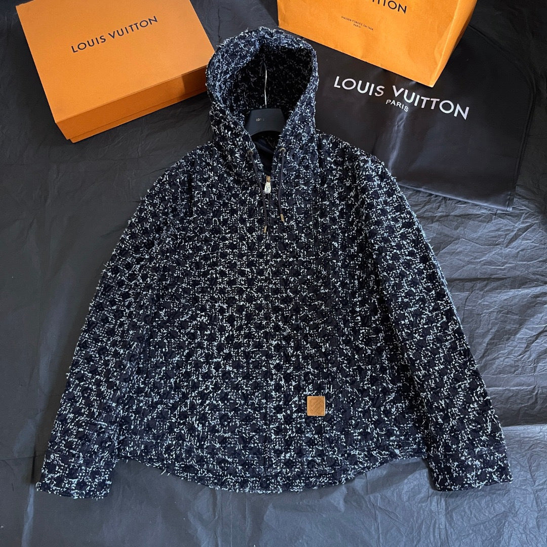 LOUIS VUITTON Flocked Monogram Denim Hoodie #378905