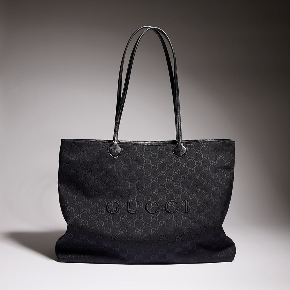 GUCCI Gucci NY Large Tote Bag in Grey and Black Gg Canvas #387139