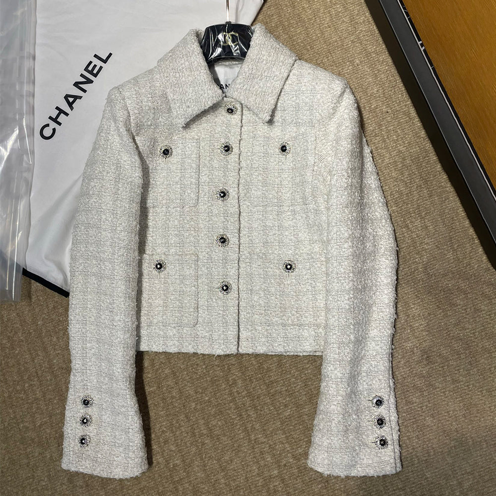 Chanel 25K Fall/Winter Tweed Long-sleeve Single breasted Jacket #333463