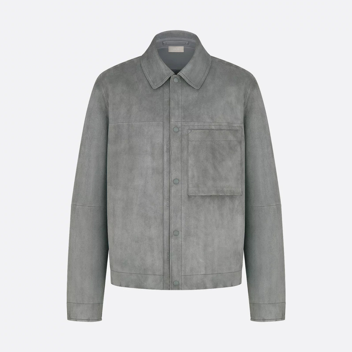 Dior Men's Embossed Logo Spring/Fall High-Street Collar Solid-Color Single-Breasted Leather Short Jacket Ngvp #2598