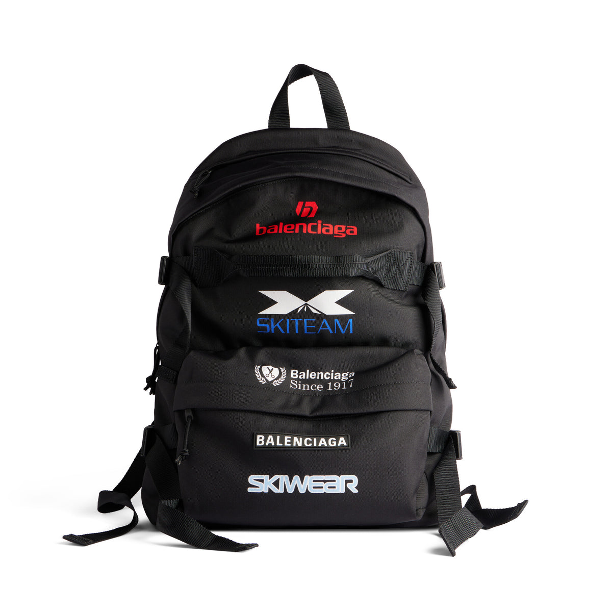 Balenciaga Black Nylon Embroidery Applique Backpack Fashion Trend High Street Shoulder Bag Bags #74361