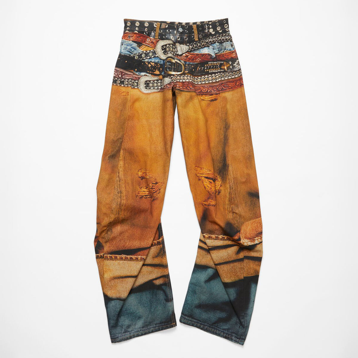 Ngvp Men's Four Seasons 3D Printed Low Rise Solid Color Loose Jeans Autonomous Label-Free Casual Pants #9923