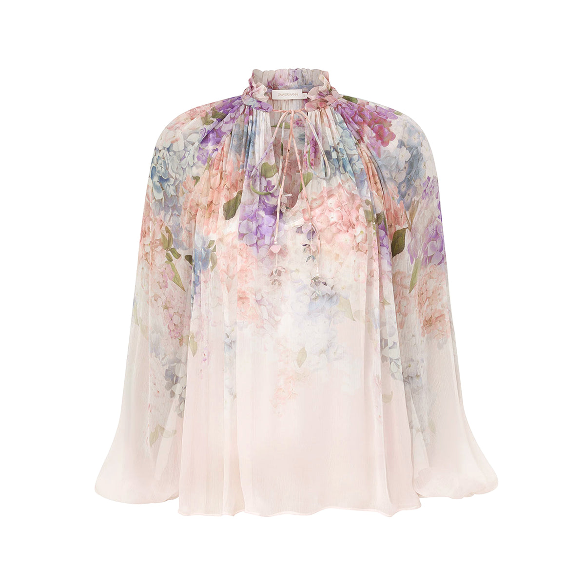 Zimmermann Women's Spring Summer Floral Print Lantern Sleeve Shirt Top Lined Solid Camisole #76857