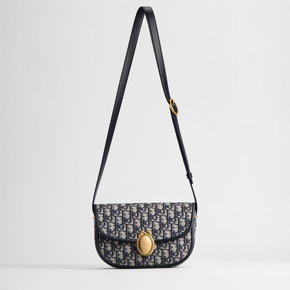 DIOR Medium Dior Médaillon Flap Bag Black Grained Calfskin #385209