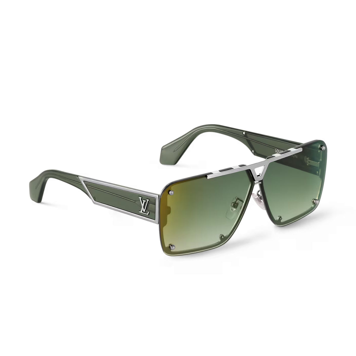 Louis Vuitton Evidence Square Men's Solid Color Logo Embellished Aviator Style Sunglasses Eyeglasses Glasses #77313