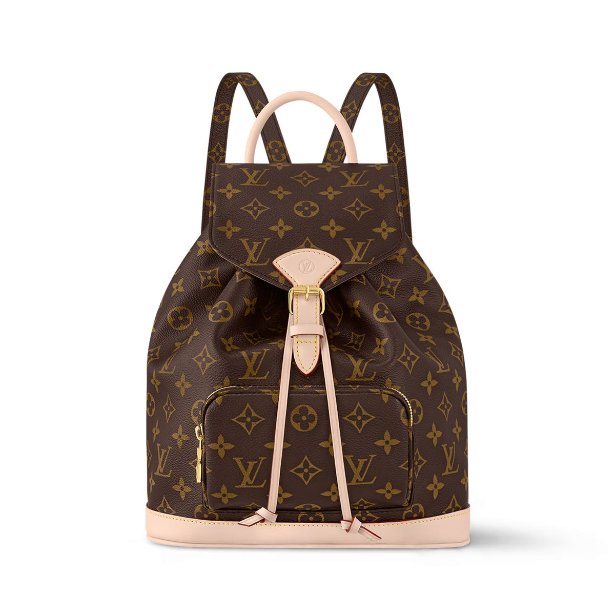 Louis Vuitton Women's Brown Letter Printed Full Printed Magnetic Buckle Drawstring Closure Coated Canvas Leather Shoulder Bag Backpack Bags #72699