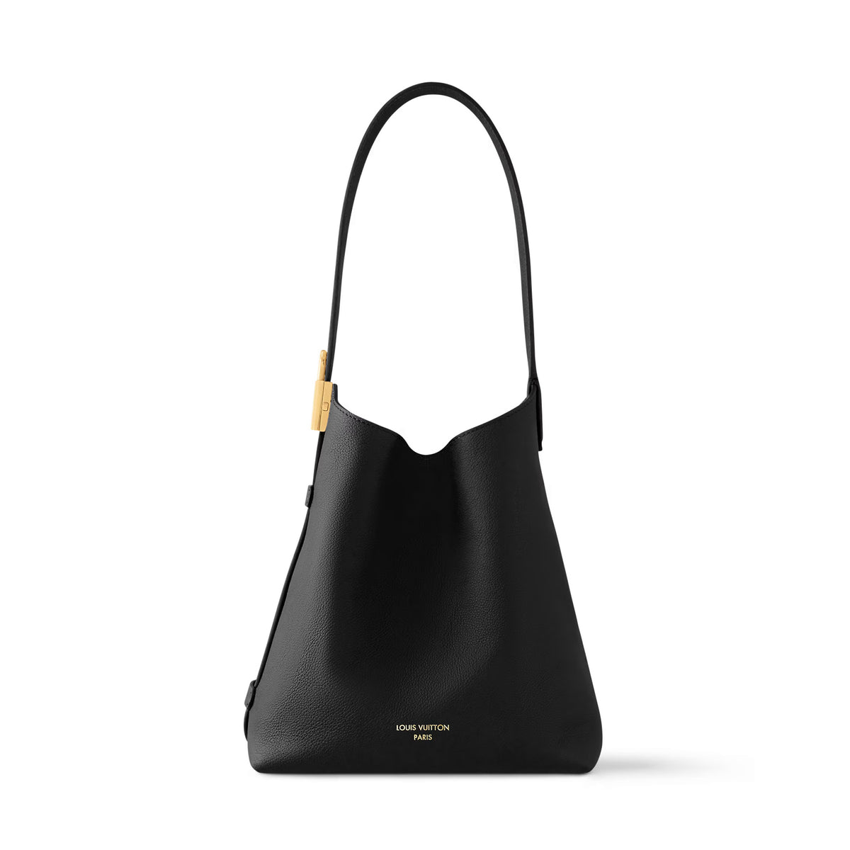 Louis Vuitton Women's Black Metal Hardware Hook And Loop Closure Smooth Cowhide Leather Handbag Shoulder Bag Bags #73332