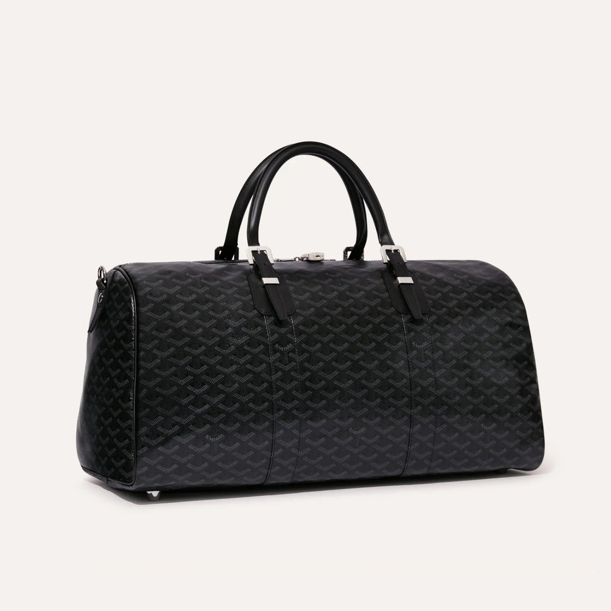 GOYARD Jet Black Boston Women's Classic Aged Black Large Capacity Canvas Puzzle Leather Tote Travel Bag Bags #74436
