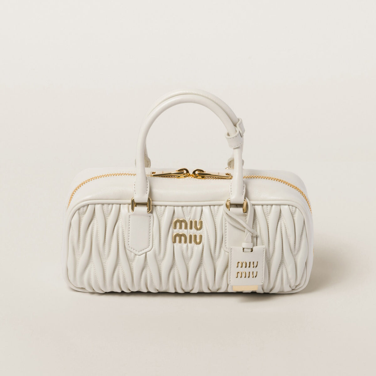 MiuMiu Arcadie matelassé Women's Solid Color Metal Engraved Logo Zipper Closure Leather Shoulder Bag Crossbody Tote Bags #77354