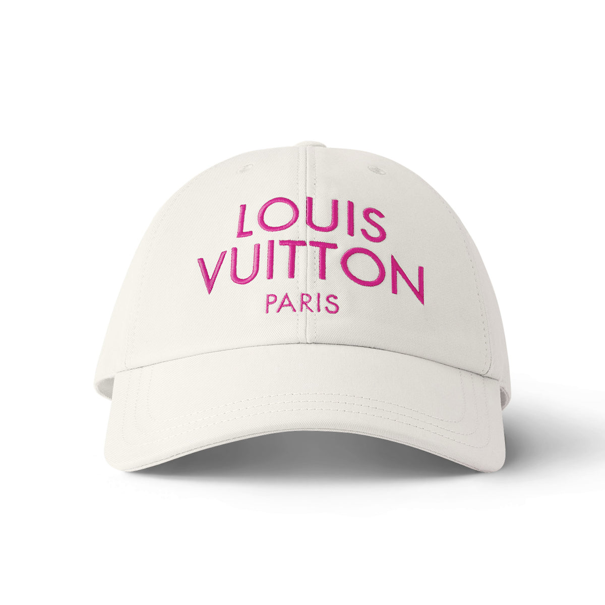 Louis Vuitton Men's and Women's White Monogrammed Embroidered Cotton Duck Cap Hat #72675