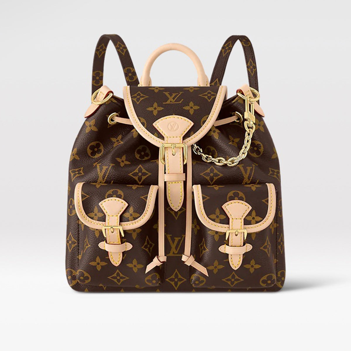 Louis Vuitton Logo Chain Backpack With Multiple Pockets Fashionable And Casual Leather Bag Bags #71292