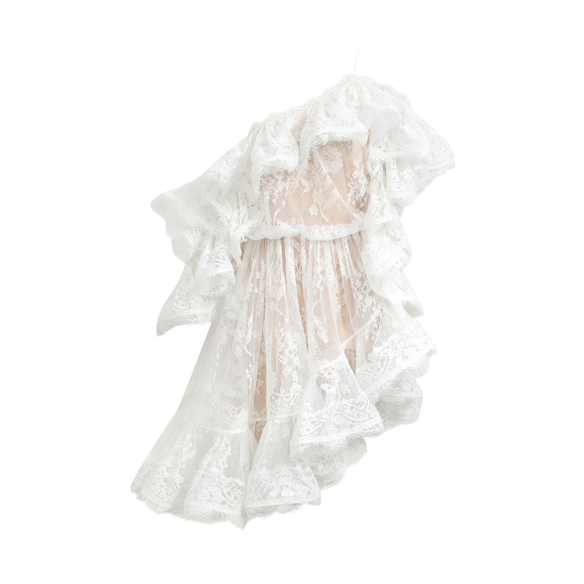Zimmermann Women's Summer Solid Color Lace Trim Off-the-Shoulder Strapless Short Dress #77617
