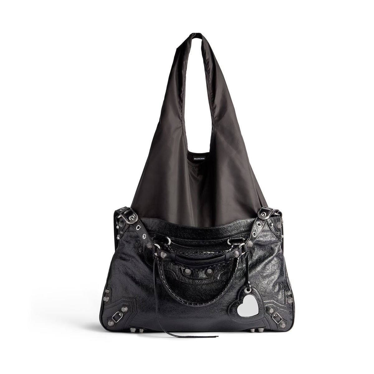 Balenciaga Women's Solid Color NEO CAGOLE XL Handbag Lambskin Patchwork Nylon Doing Old Casual Tote Bag  Bags 7916012AA4Z1060 Ngvp #9637