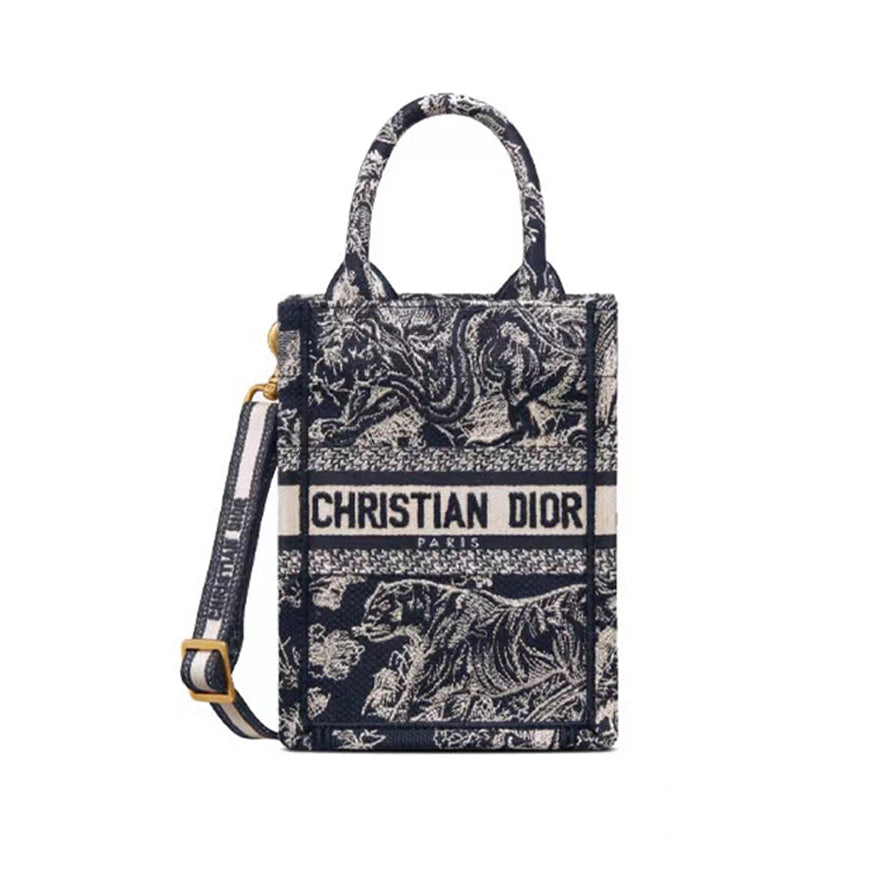 Dior  Canvas Old Flower Full Print Portable Mini Tote Bag Mobile Case #52165