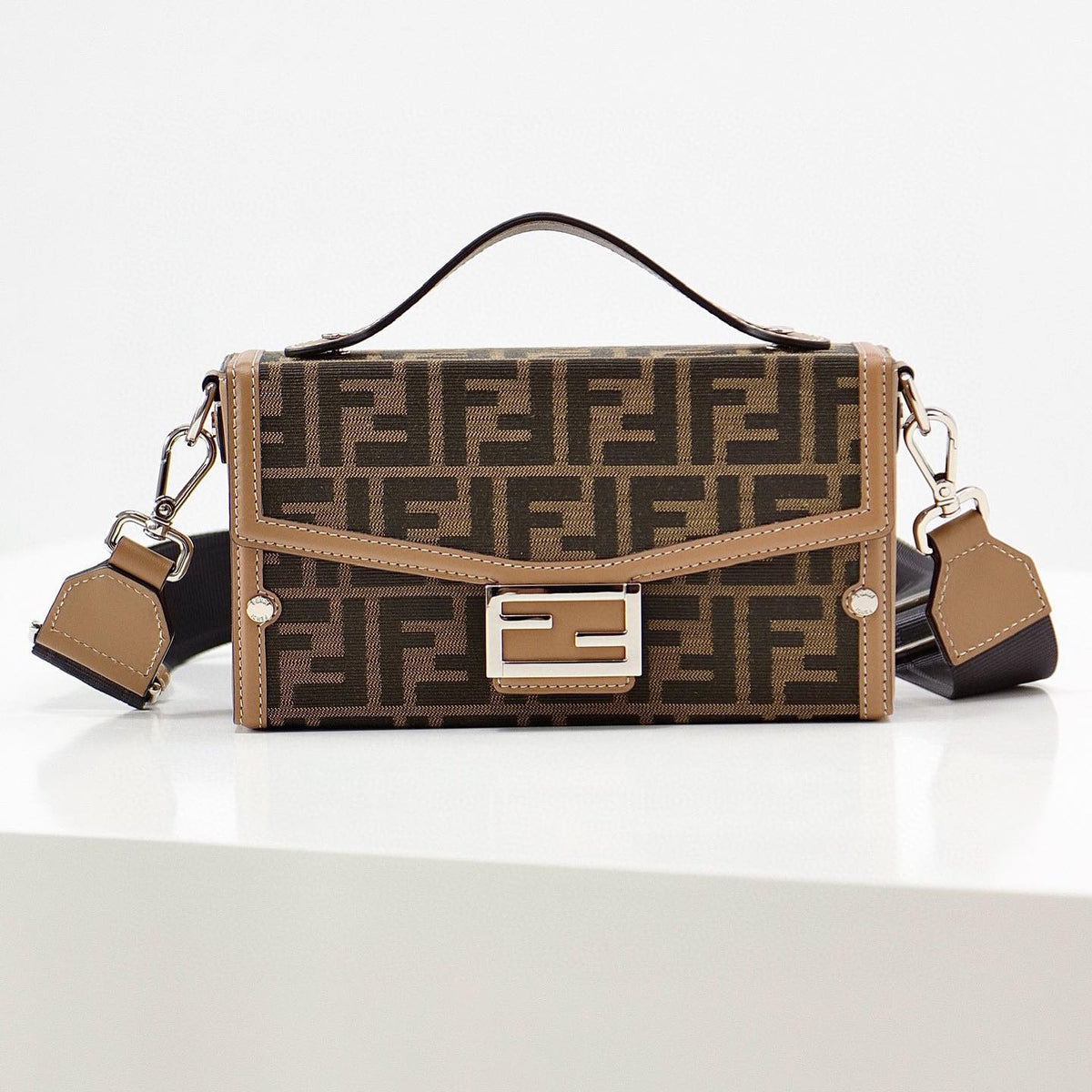 Fendi  Canvas Leather Double PiecePortable Diagonal Bag #56216