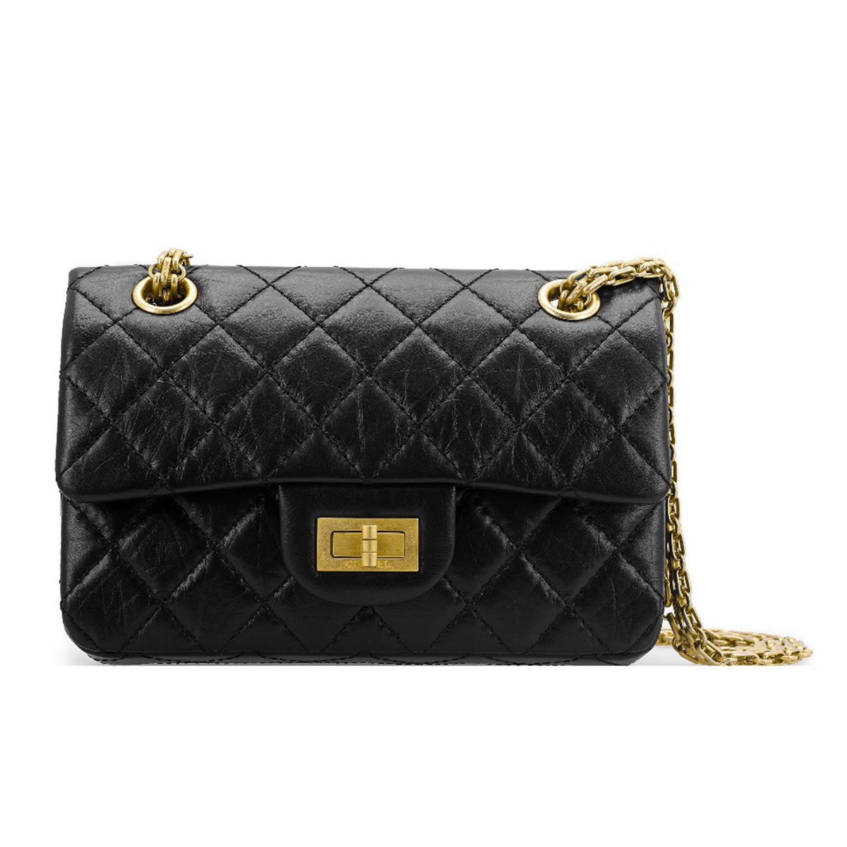 Chanel Women's Fashion Pure Color Retro Flap Chain Cowhide Mouth Cover Bag Shoulder Crossbody Bag #98257