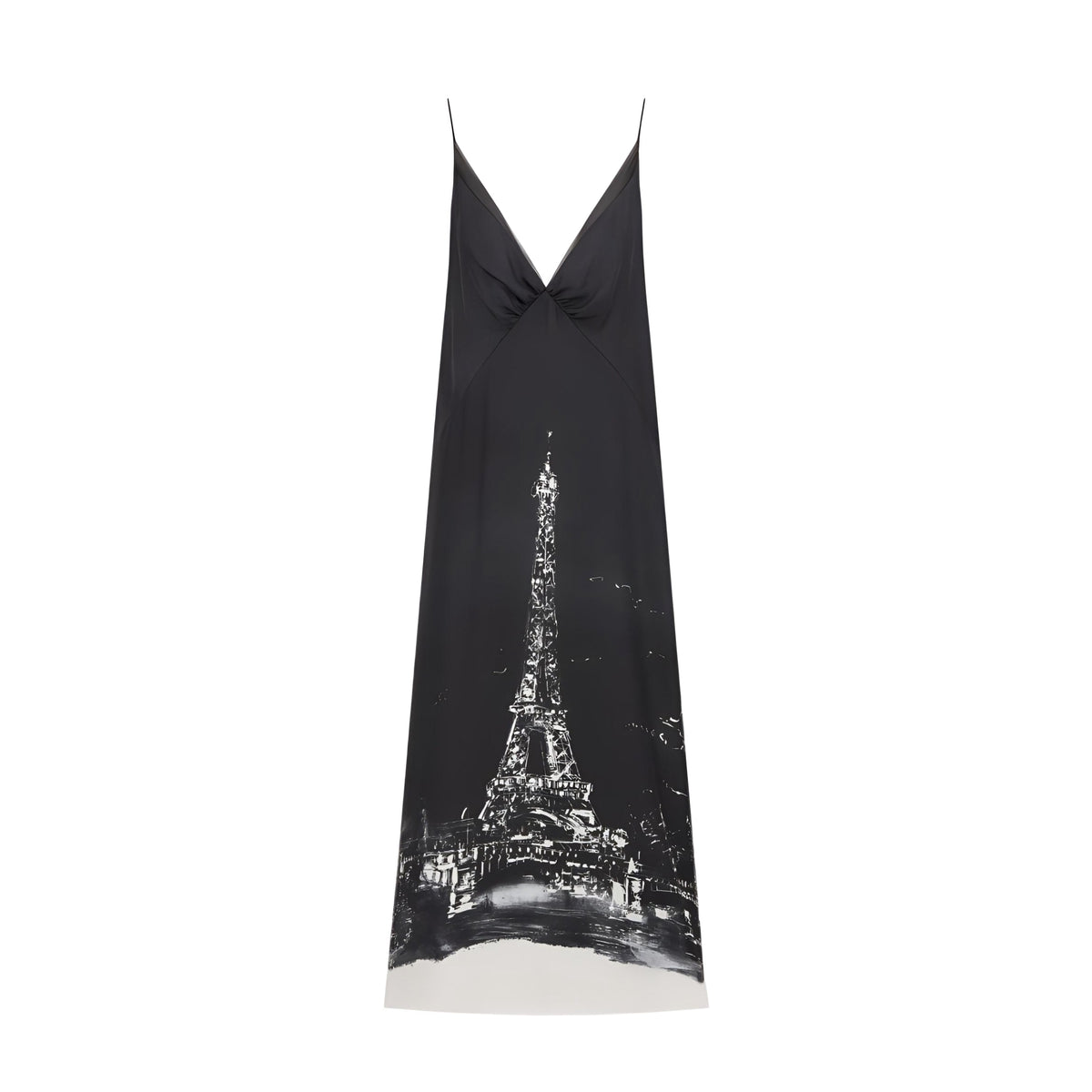 Dior Women's Summer Paris Eiffel Tower Pattern Printed V-Neck Strapless Dress #77462
