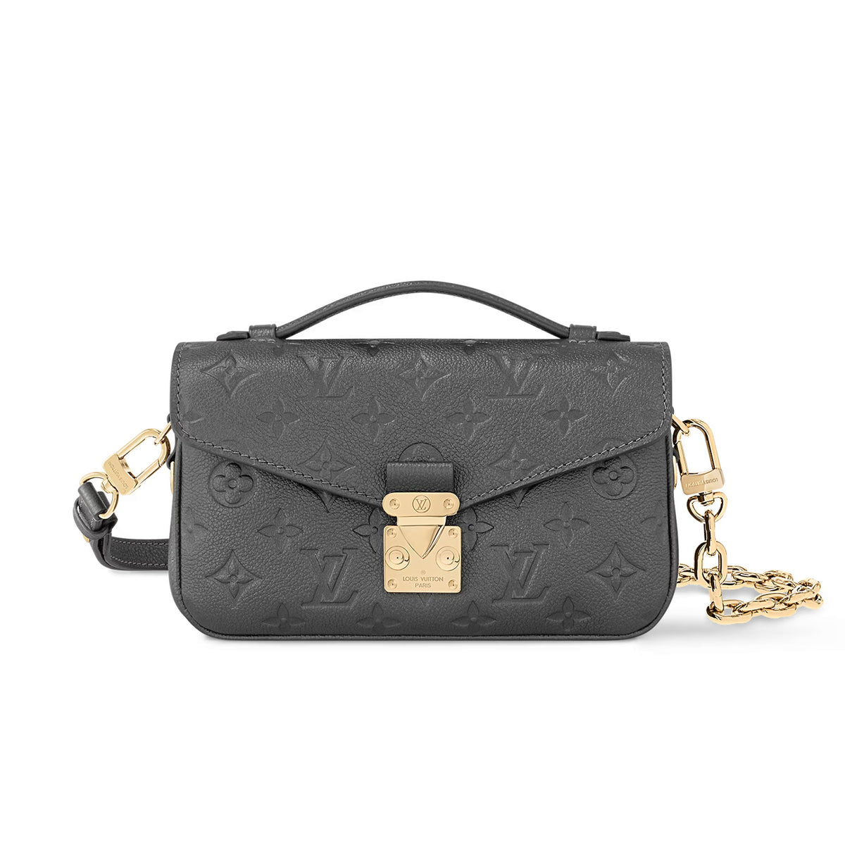 Louis Vuitton Pochette Métis East West Women's Black Detachable Adjustable Shoulder Strap Embossed Grained Cowhide Handheld Crossbody Shoulder Bag Bags #74159