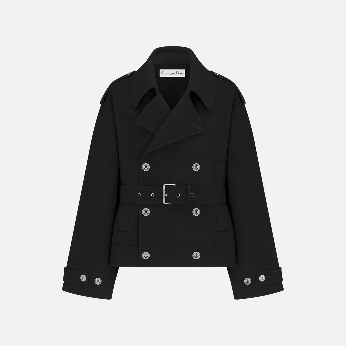 Dior Women's Spring. Autumn And Winter Wool Blend Solid Color Lapel Double-Breasted Belt Long Sleeve Short Coat Jacket Ngvp #9925