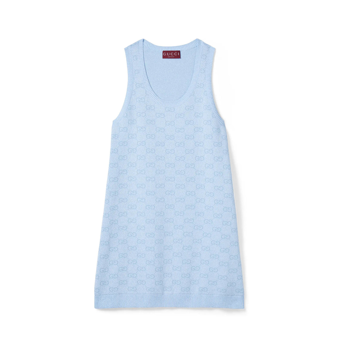 Gucci Women's Spring/Summer Solid Color Jacquard Print Round Neck Short Sleeveless Dress #77162