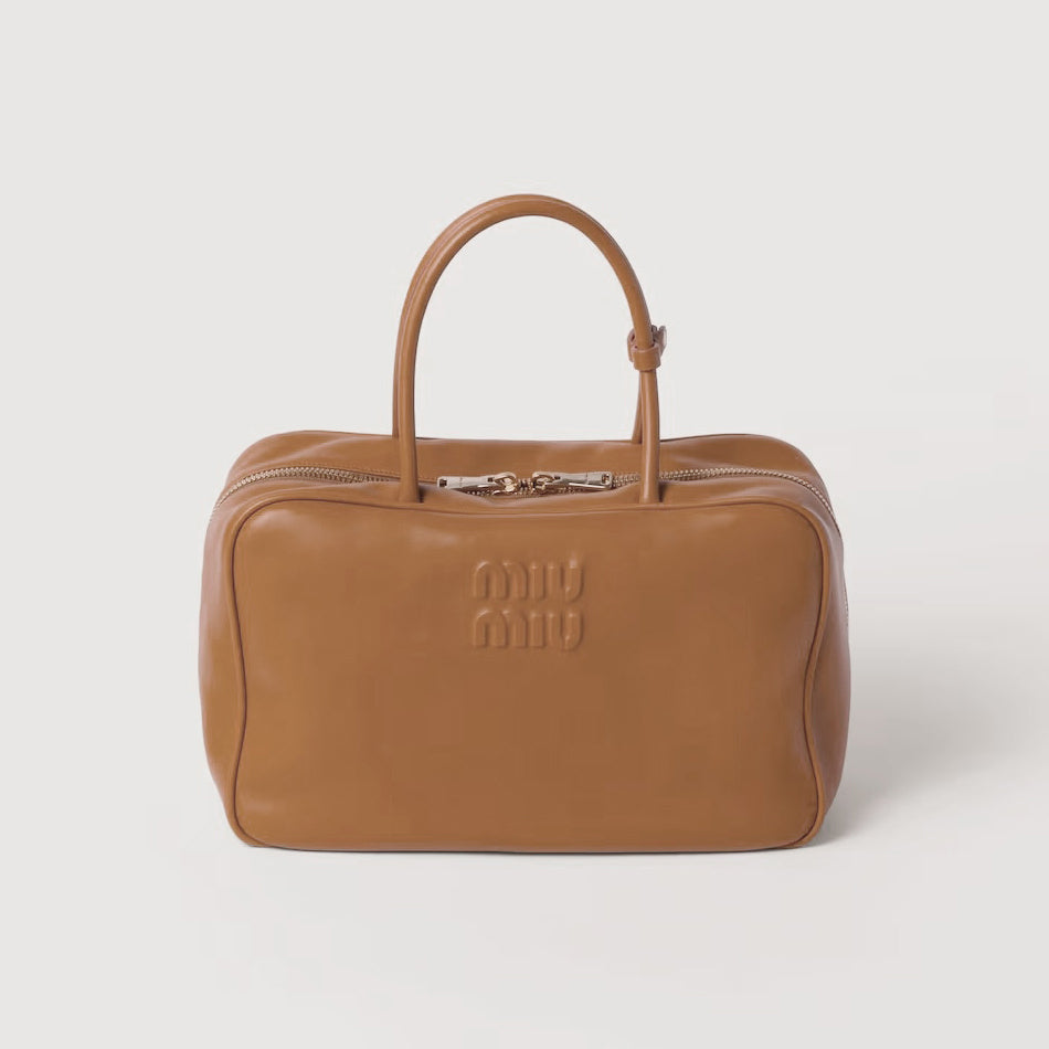 MiuMiu Monochrome Calfskin Leather Bowling/Briefcase Tote Bag Bags #97149