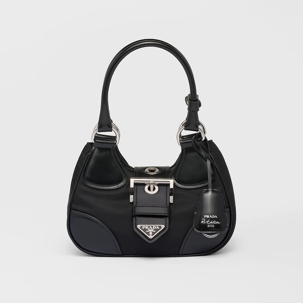 Prada  Bright Leather One Shoulder Crescent Messenger Bag #56215