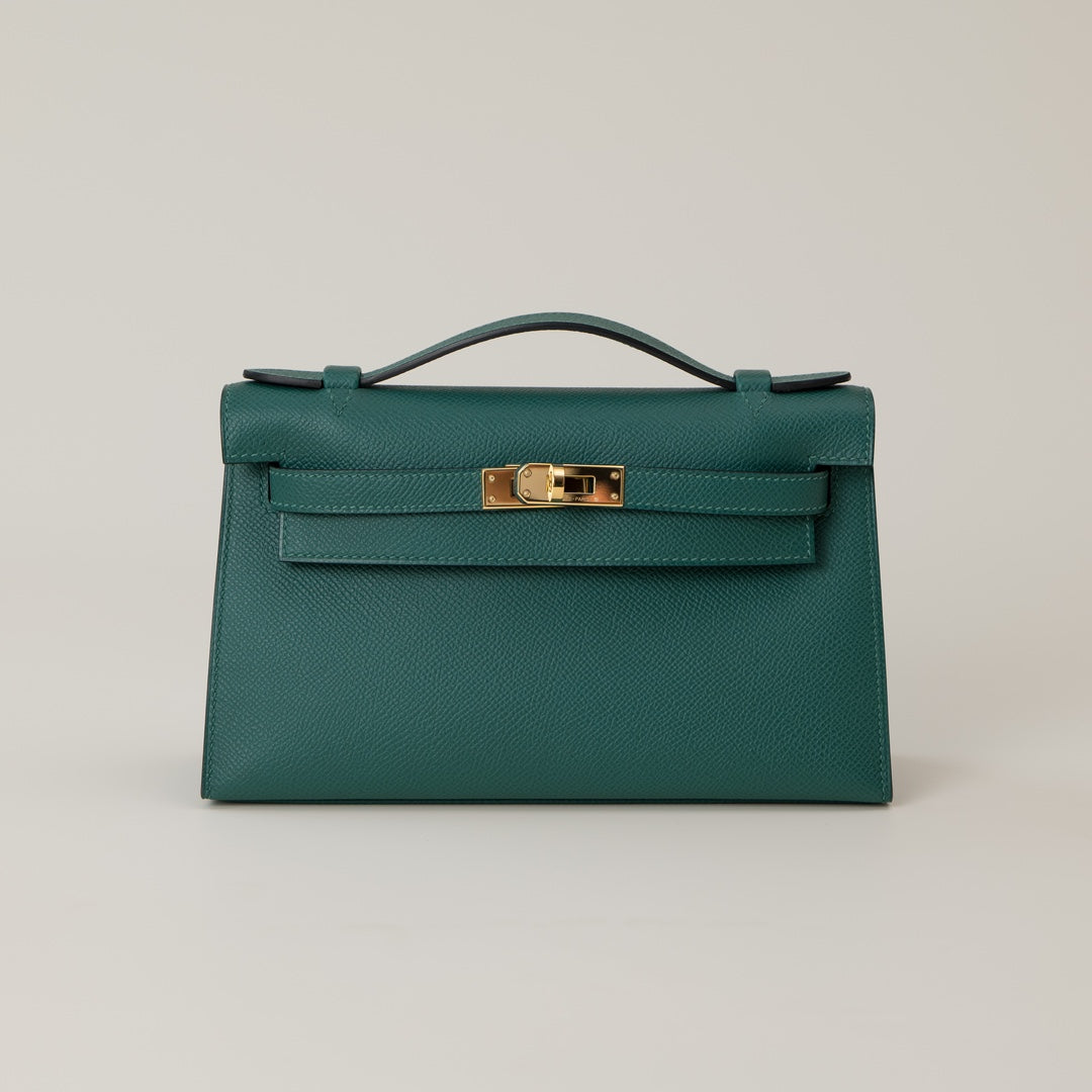 Herm¨¨s  Solid Color Leather Clutch Bag #96169