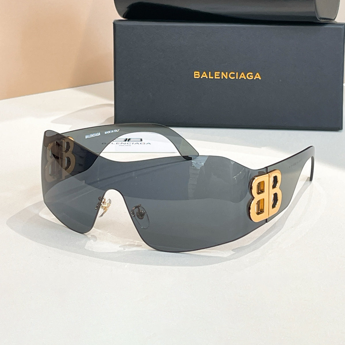Balenciaga Women's Solid Color Lens Legs Logo Print Irregular Shape Sunglasses Eyeglasses Glasses #76958