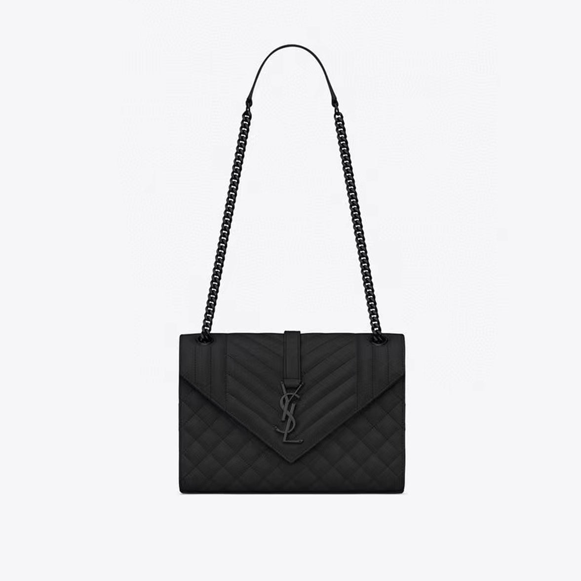 SAINT LAURENT ENVELOPE Grain Embossed Leather Handbag Square Crossbody Bag #55664
