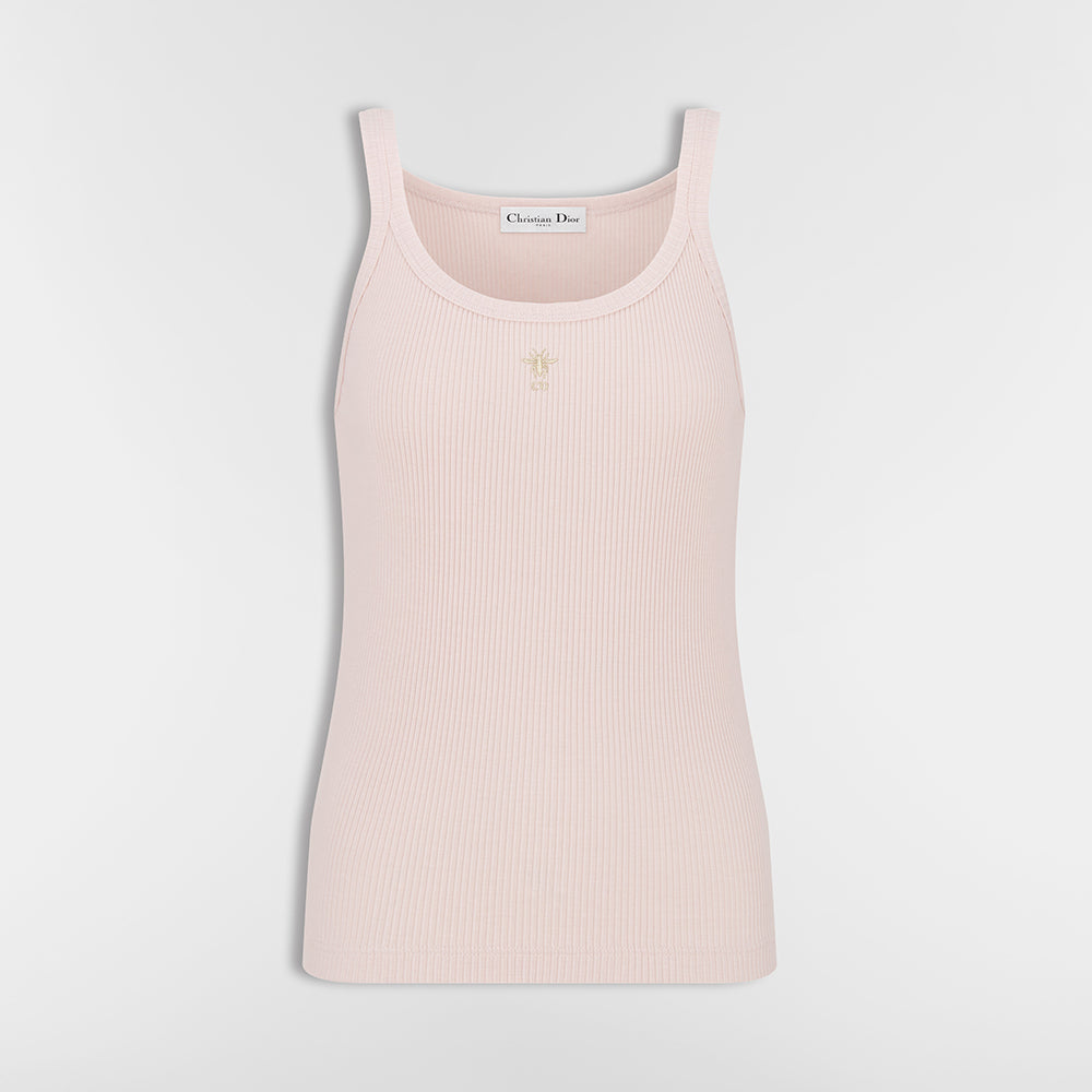 DIOR Tank Top Light Pink Ribbed Cotton Jersey #378465