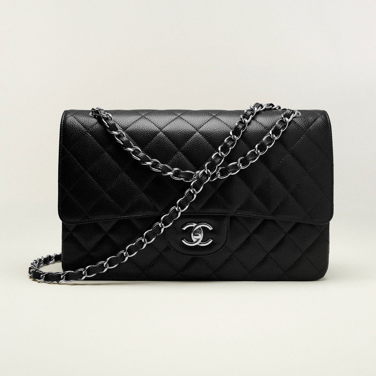 Chanel Women Classic Flap Solid Color Particle Embossed Calfskin Chain Bag Mouth Cover Bag Casual Shoulder Bags #71675