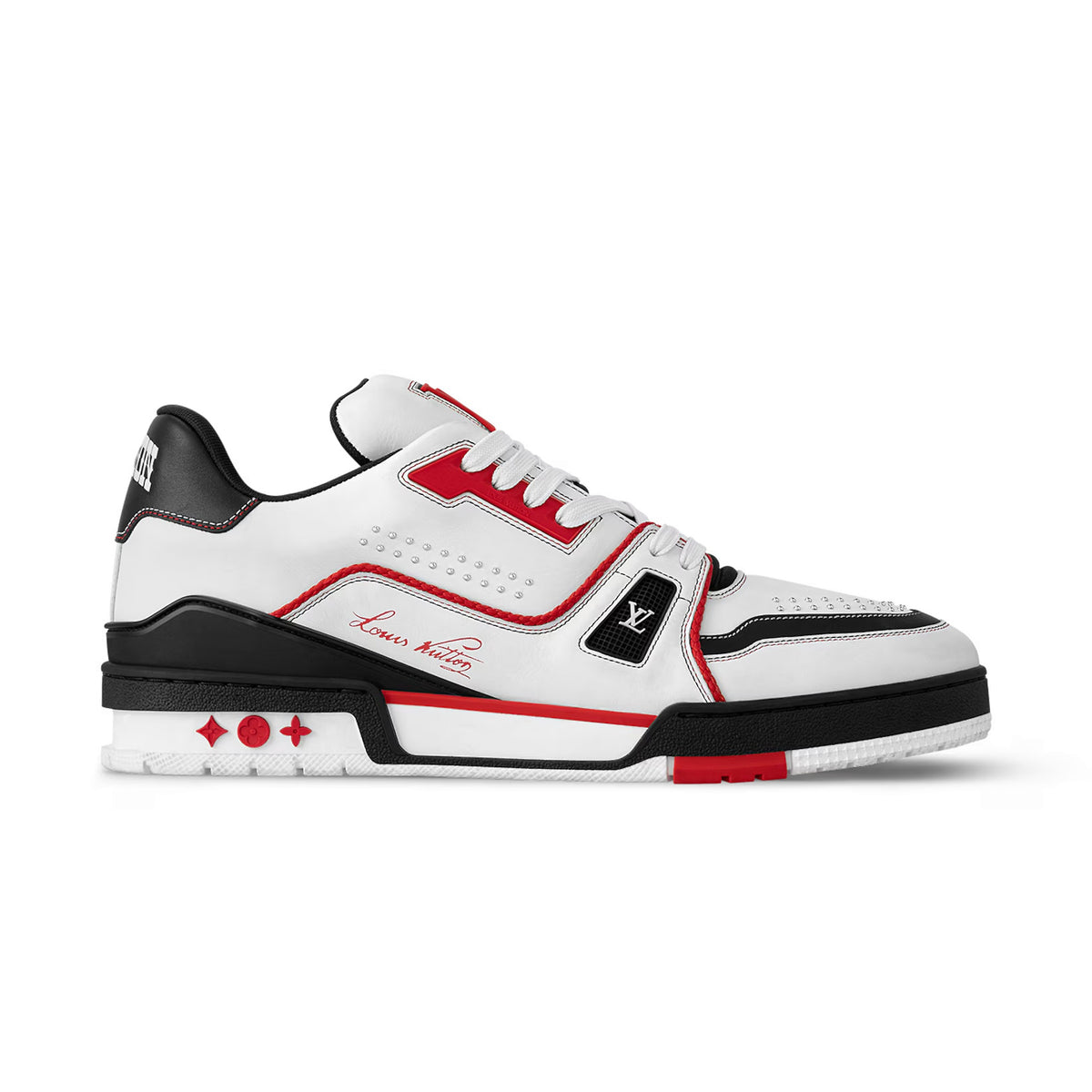 Louis Vuitton LV Trainer Men's Round Toe Colorblock Leather Lace-Up Low Top Board Shoes #74898