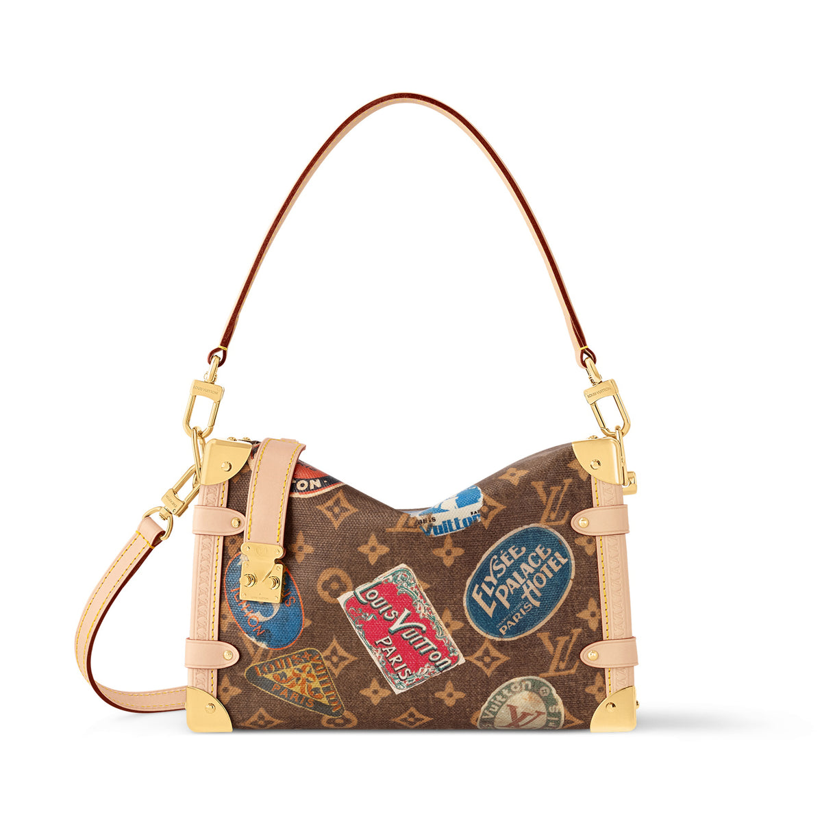 Louis Vuitton Side Trunk Women's Flight Mode Vintage Iconic Monogrammed Coated Canvas Shoulder Crossbody Tote Bag #99676