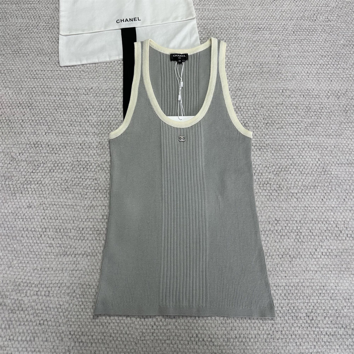 Chanel Women's Summer Solid Color Cotton Knitted Round Neck Tank Top #77363